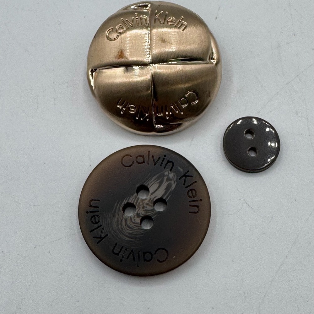 Calvin Klein Replacement Buttons Jacket Coat Brown Gold Shank Logo Lot of 3